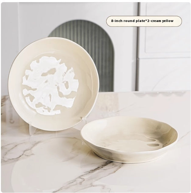 Cream Style Ceramic Plate Dishes Household