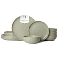 12-Piece Stoneware Dinner Plates Bowls Sets  Microwave  Dishwasher Safe  Non-Toxic Dinner Plates Bowls Set  Stackable Matte Glaze Kitchenware For 4