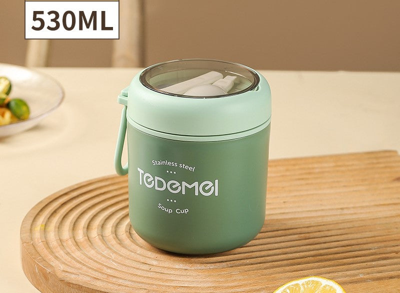 304 Breakfast With Cover Spoon Portable Soup Jar Cups