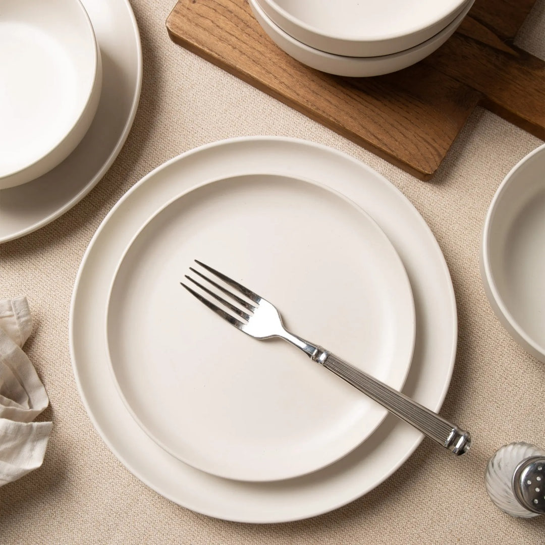 12-Piece Stoneware Dinnerware Sets With Mugs  Microwave  Dishwasher Safe  Non-Toxic Dinner Plates Bowls Set  Stackable Matte Glaze Kitchenware For 3