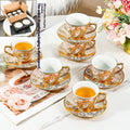 Luxury Coffee Cup Set Gold-Rimmed Ceramic Milk Tea Cups Hotel-Style American Coffee Cups With Saucers