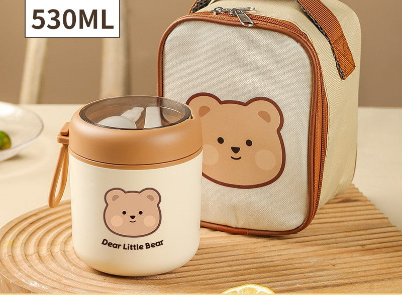 304 Breakfast With Cover Spoon Portable Soup Jar Cups