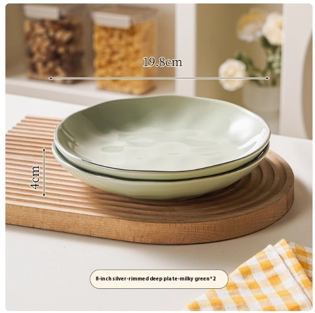 Cream Style Ceramic Plate Dishes Household