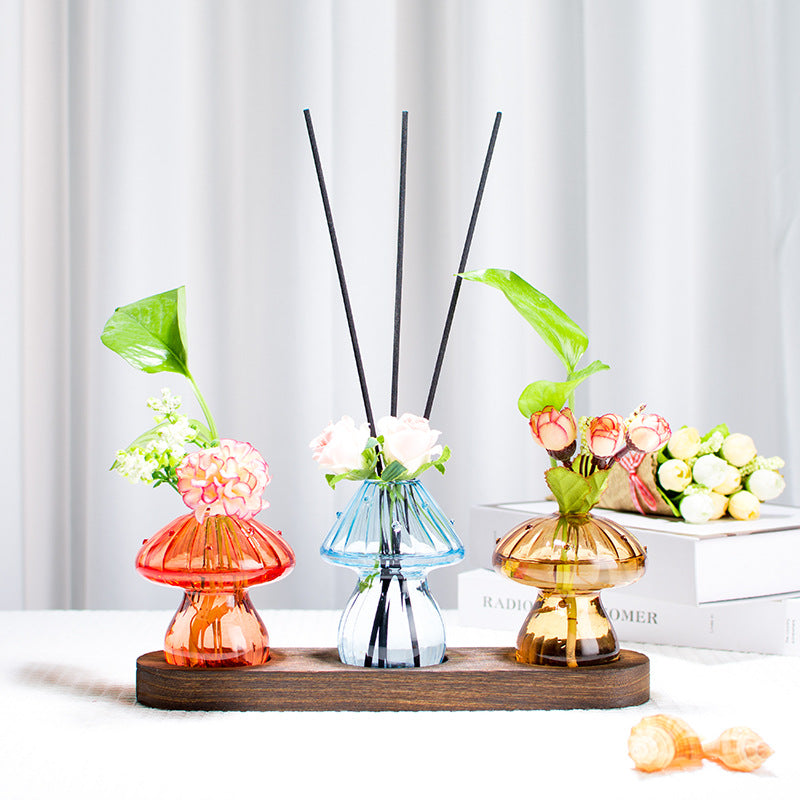Creative Colored Mushroom Glass Vase Aromatherapy Bottles Ornaments
