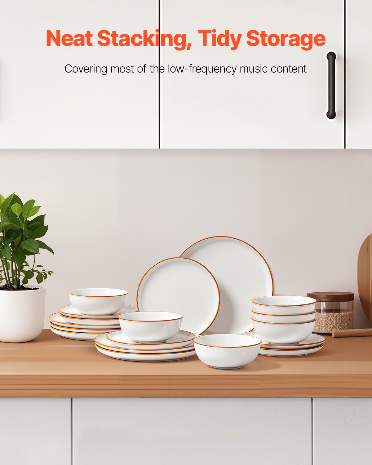 18 PCS Dinnerware Set Ceramic Plates And Bowls Sets Service For 6 White