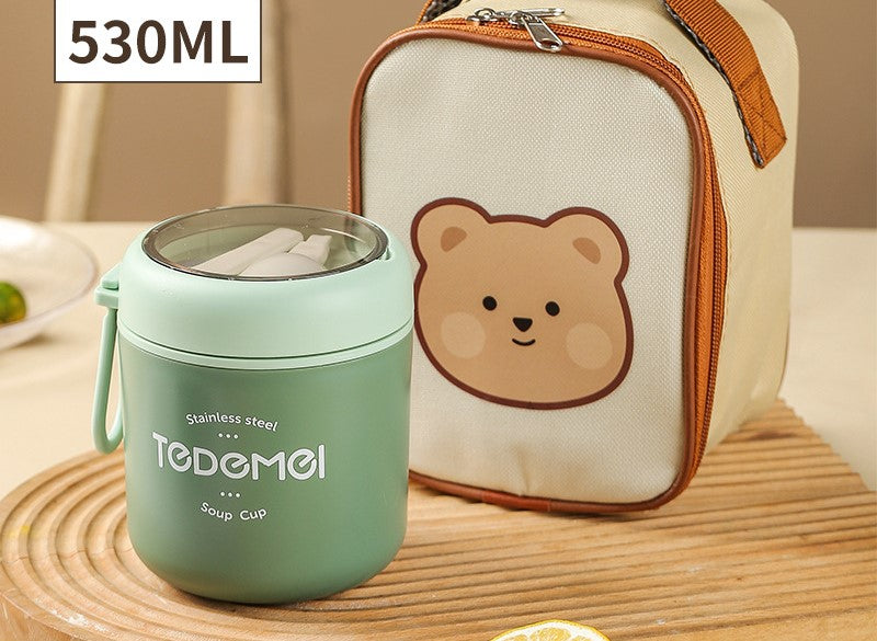 304 Breakfast With Cover Spoon Portable Soup Jar Cups