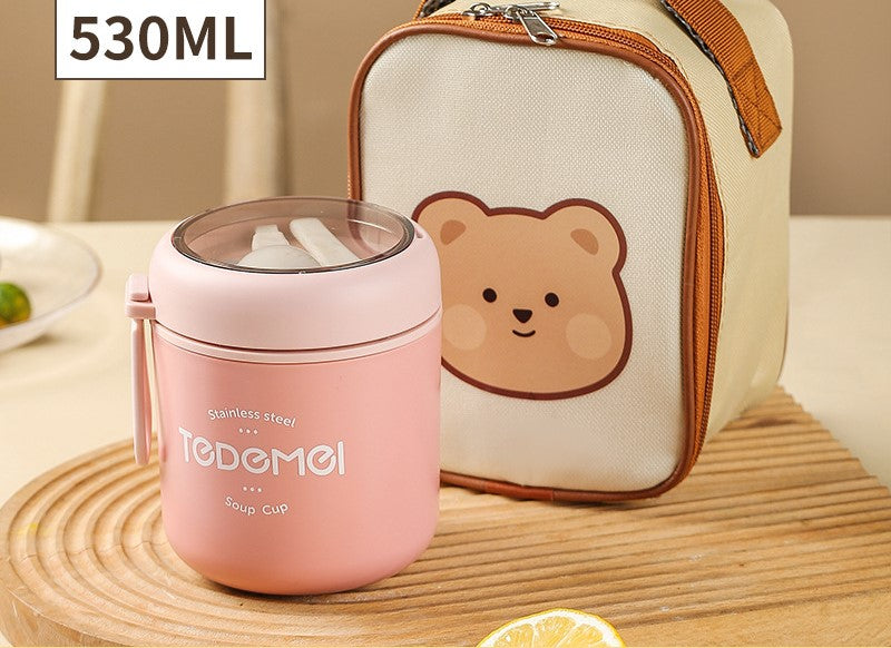 304 Breakfast With Cover Spoon Portable Soup Jar Cups