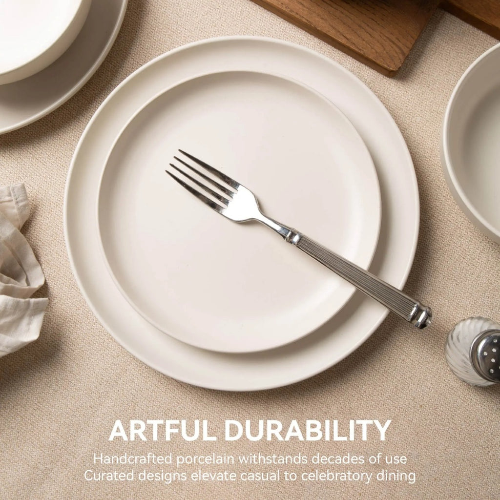 12-Piece Stoneware Dinnerware Sets With Mugs  Microwave  Dishwasher Safe  Non-Toxic Dinner Plates Bowls Set  Stackable Matte Glaze Kitchenware For 3