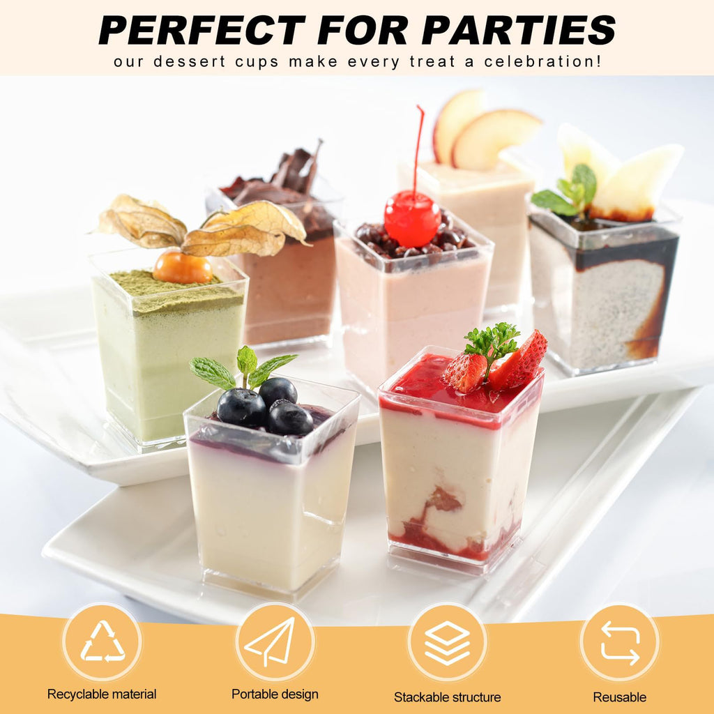 Square Mousse Cups Round Stemmed Disposable Plastic