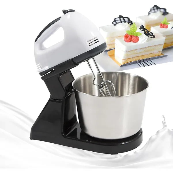 Automatic Electric Hand Mixer With Stand And Bowl - Household Multi-Purpose Dough Kneader And Egg Beater For Baking, Whipping, And Cooking