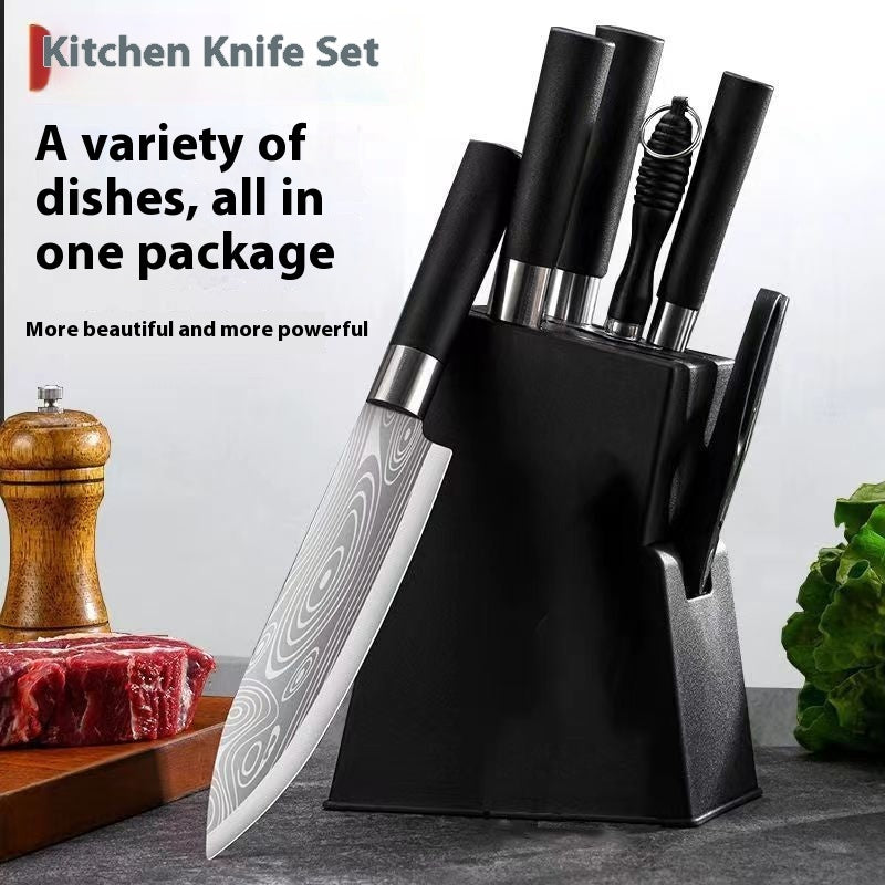 Household Kitchen Knife Suit Laser Pattern Stainless Steel Kitchen Knives