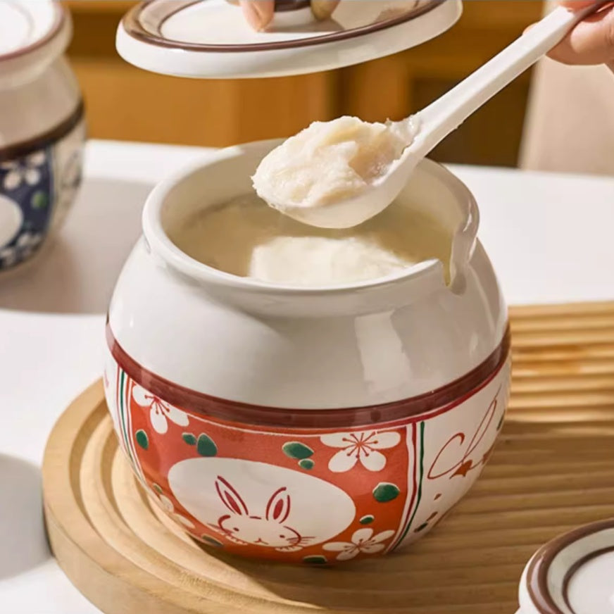 Lard Jar High Temperature Resistance Ceramic With Cover Spoon Seasoning Containers