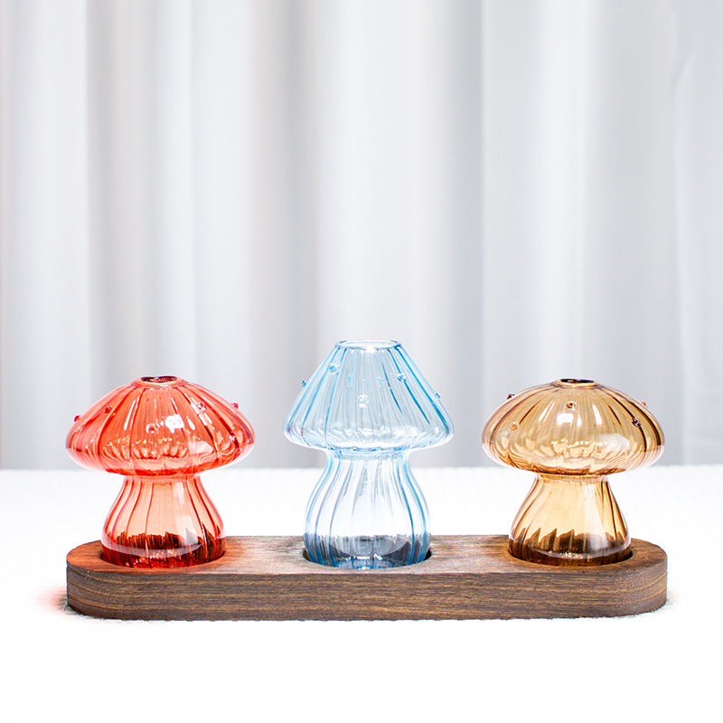 Creative Colored Mushroom Glass Vase Aromatherapy Bottles Ornaments