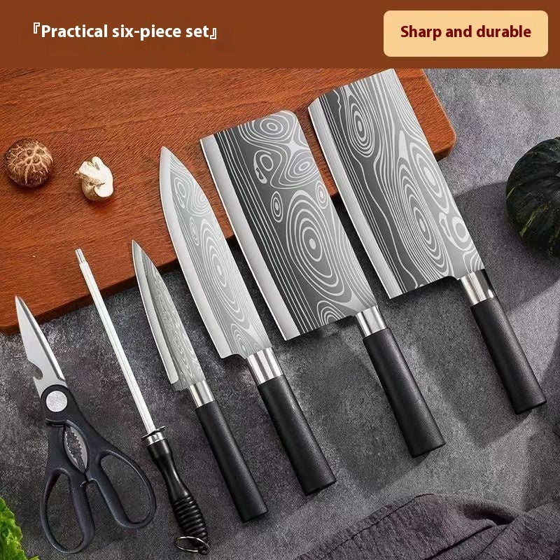 Household Kitchen Knife Suit Laser Pattern Stainless Steel Kitchen Knives