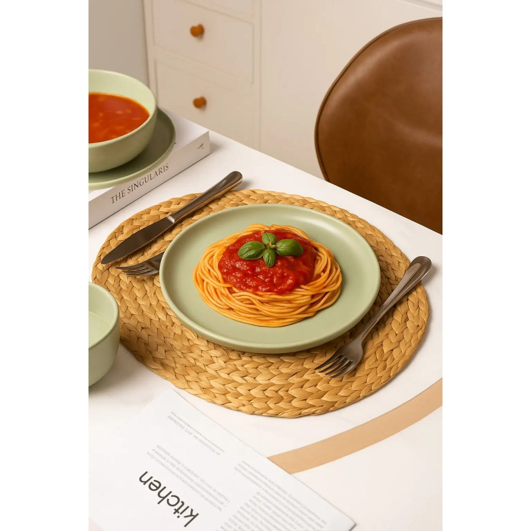 12-Piece Stoneware Dinner Plates Bowls Sets  Microwave  Dishwasher Safe  Non-Toxic Dinner Plates Bowls Set  Stackable Matte Glaze Kitchenware For 4