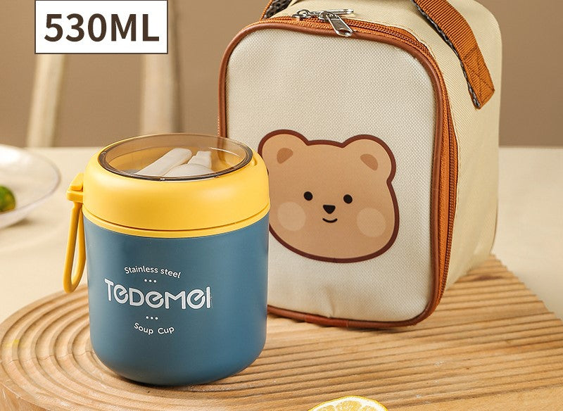 304 Breakfast With Cover Spoon Portable Soup Jar Cups