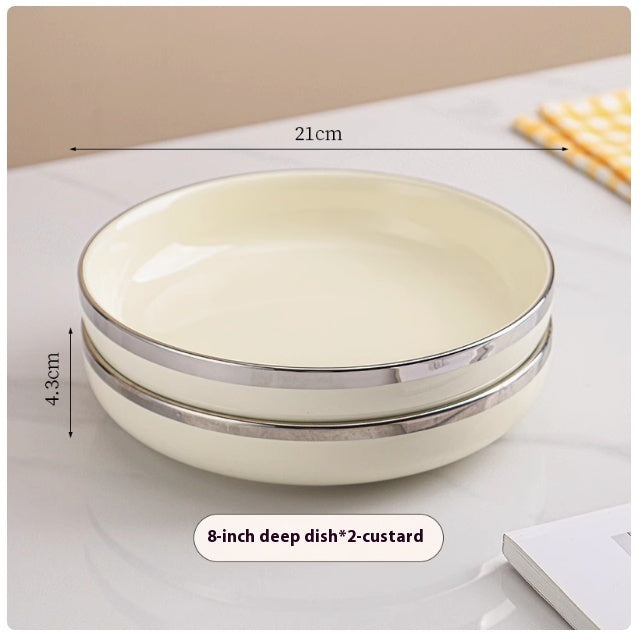 Cream Style Ceramic Plate Dishes Household