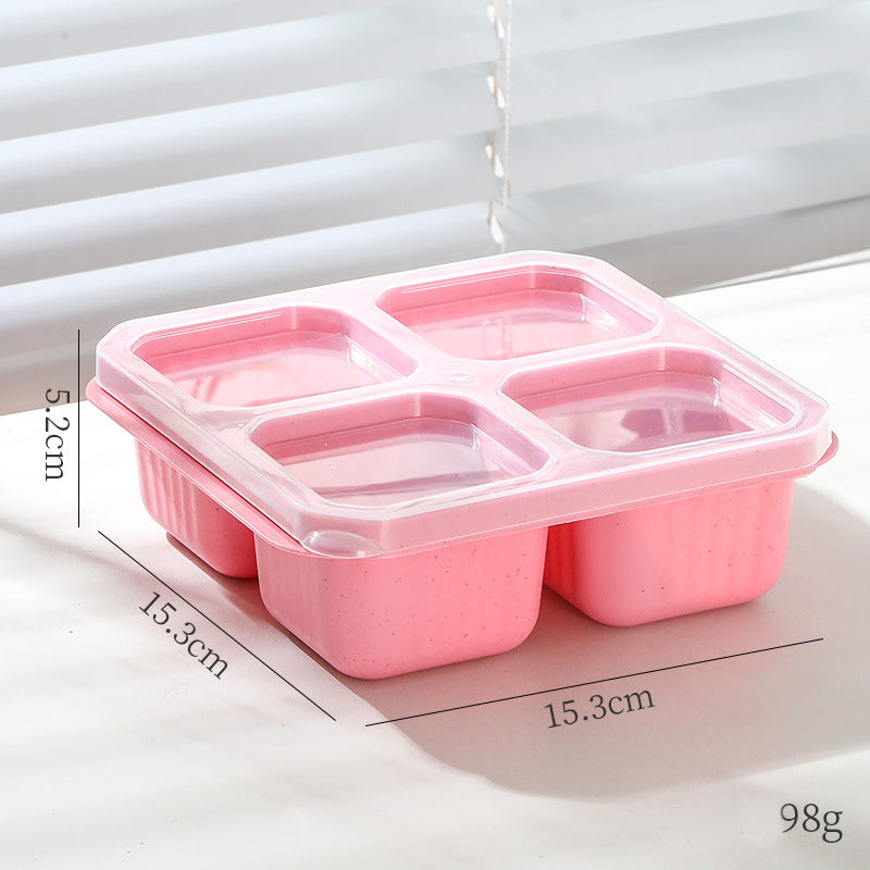 1PC Snack Containers, Divided Bento Lunch Snack Box With Transparent Lids, Reusable Meal Snack Containers For Adults 4 Compartment Food Storage Containers For People Work Travel.