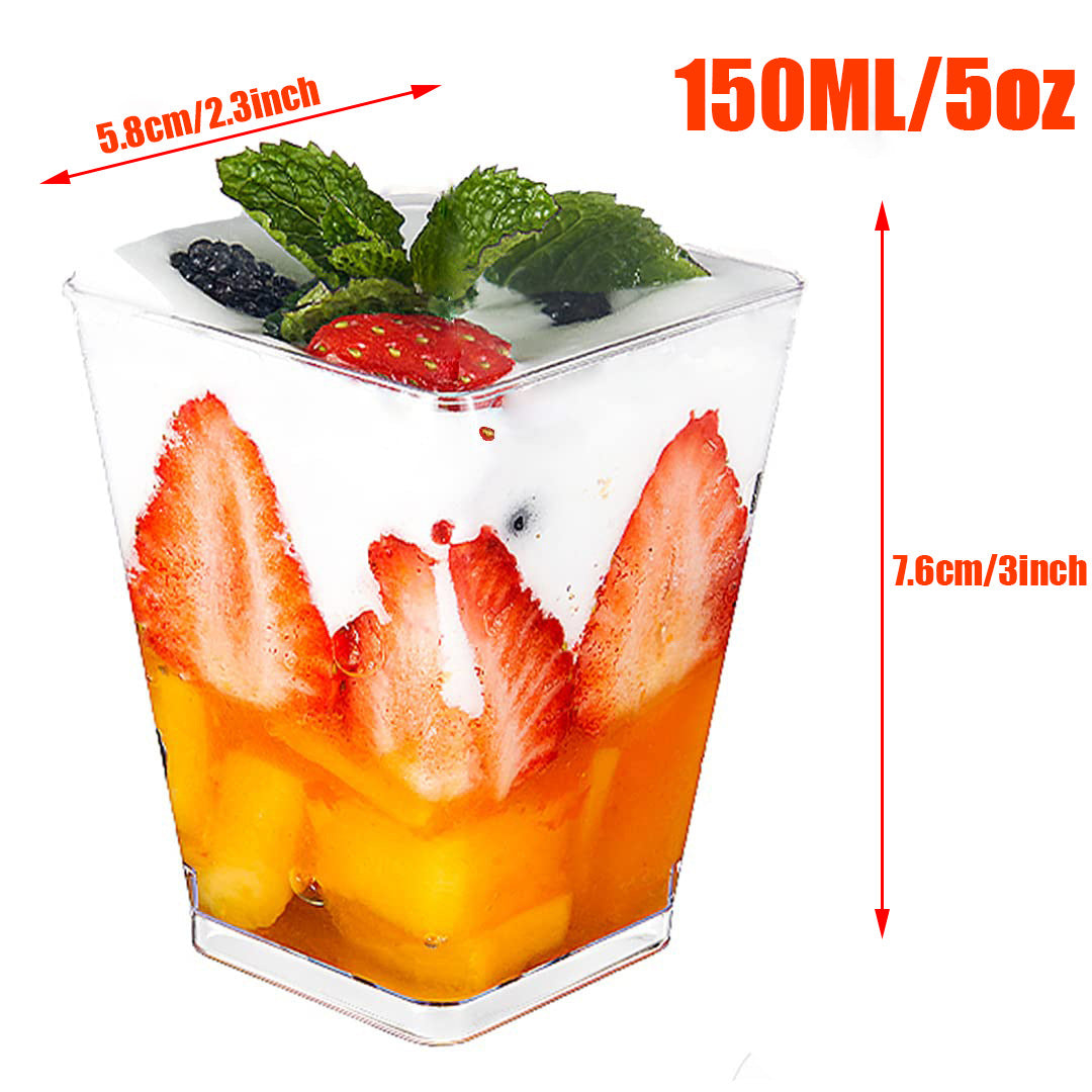 Square Mousse Cups Round Stemmed Disposable Plastic