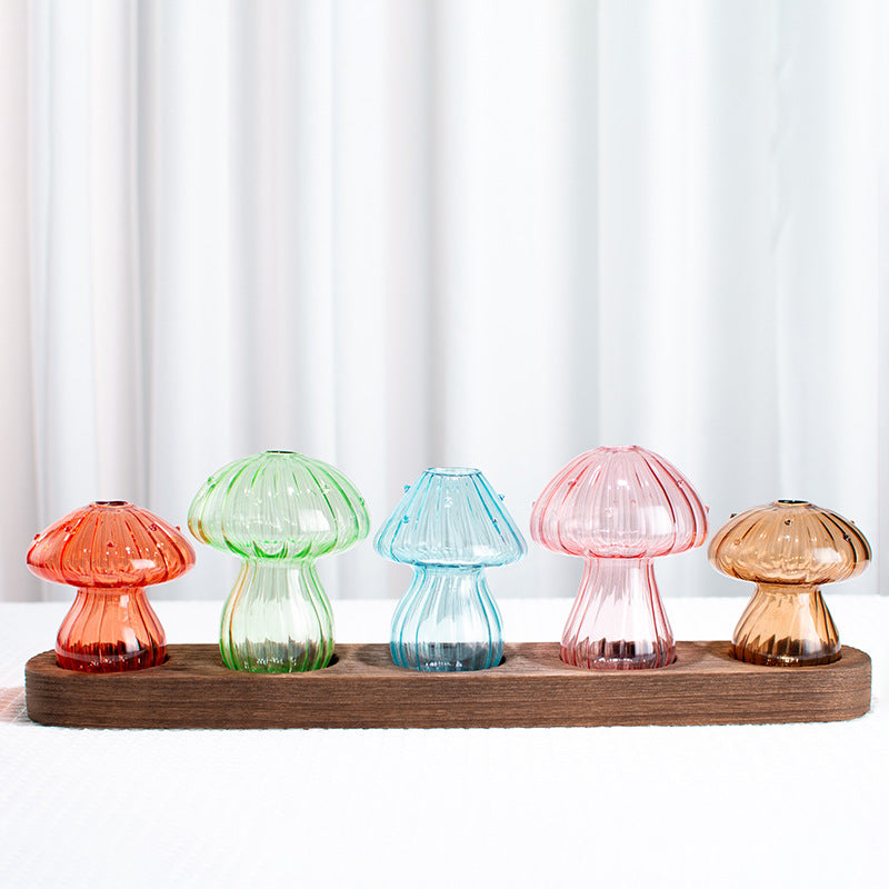 Creative Colored Mushroom Glass Vase Aromatherapy Bottles Ornaments