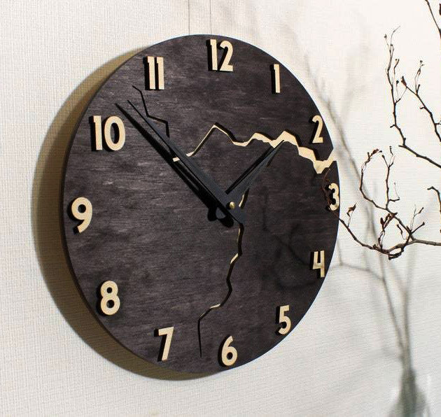 Modern Home Creative Crack Wooden Wall Clock