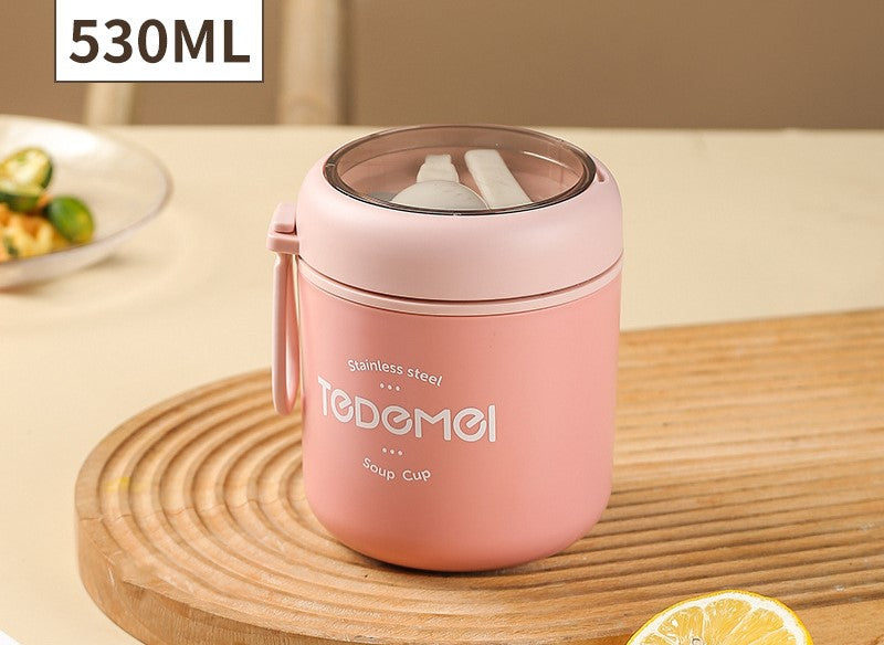 304 Breakfast With Cover Spoon Portable Soup Jar Cups