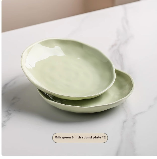 Cream Style Ceramic Plate Dishes Household