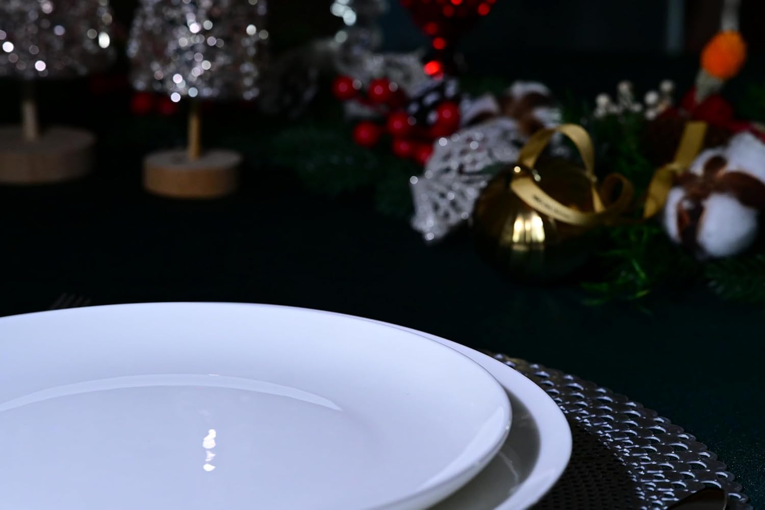 Jasmine Bone China Dinnerware Set, 16 Pieces, Service For 4, White Plates, Dishes, Bowls Set, Microwave And Dishwasher Safe